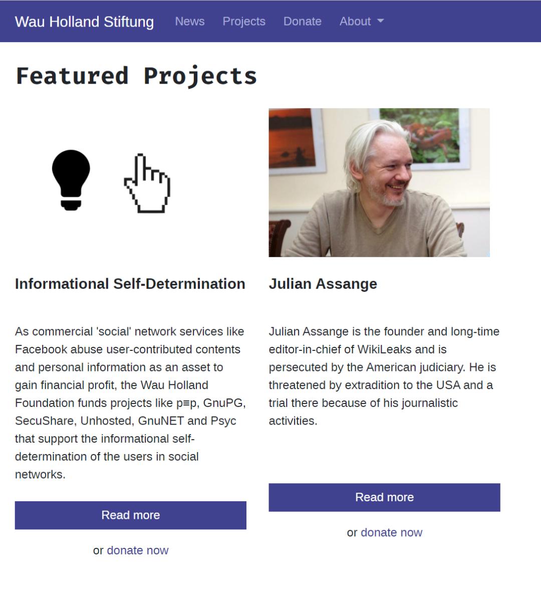 (Wau Holland Foundation 官網上醒目 …