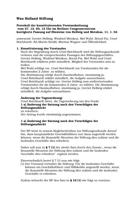 Protokoll - Wau Holland Stiftung